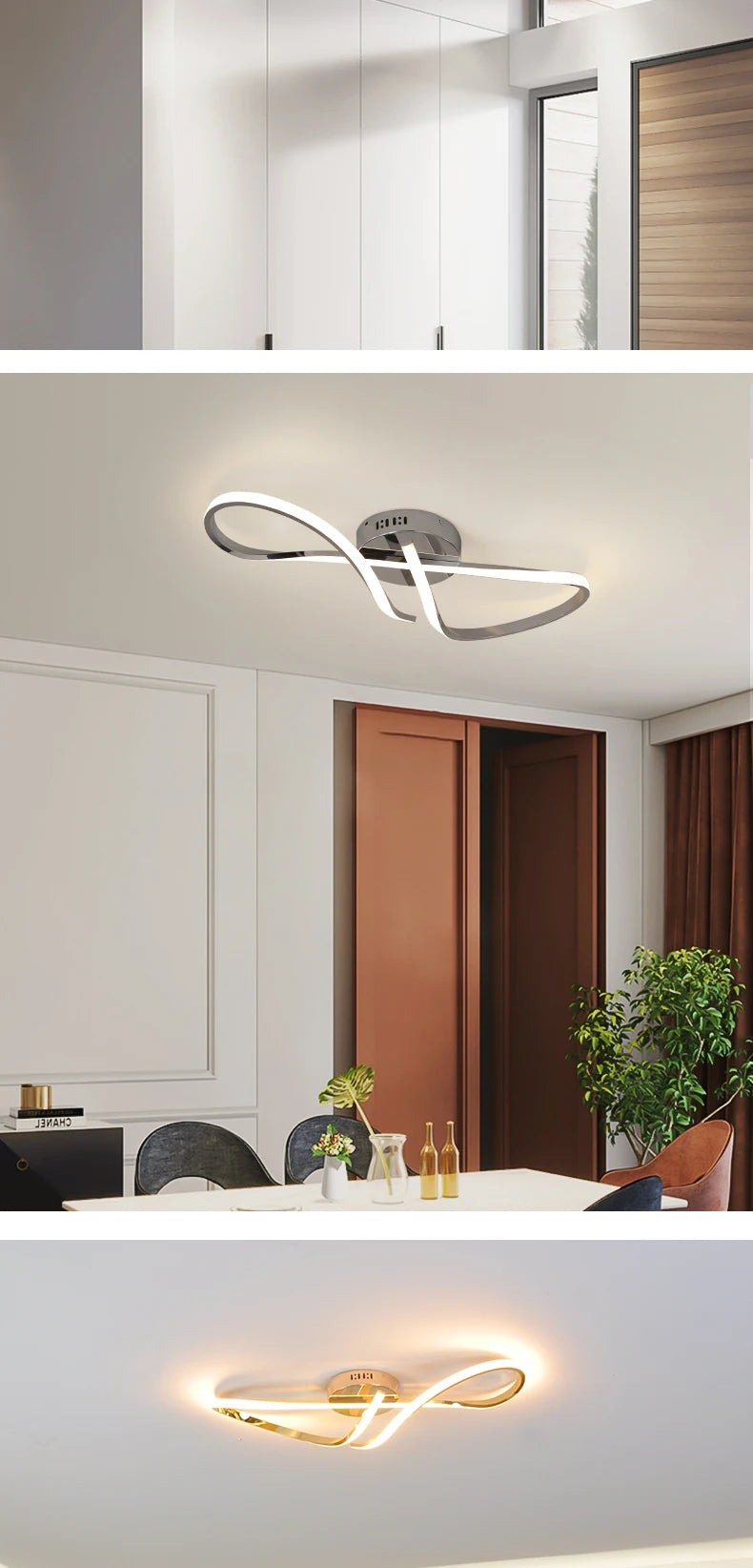 Modern Ceiling Chandelier Gold/Chrome Led Ceiling Lights For Living Bedroom Dimmable Kitchen Dining Room ceiling lamp lustre