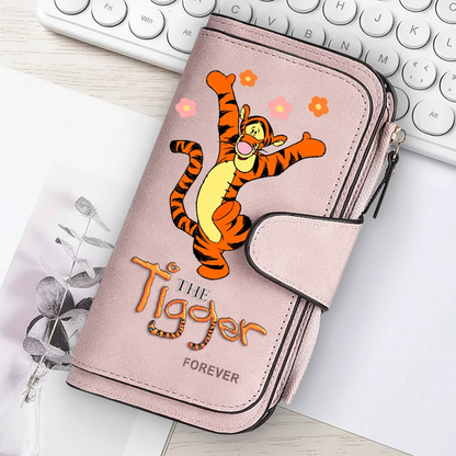 Winnie the Pooh Long Zip Wallet Multi-Card Cute Cartoon Pattern Soft Texture Wallet for Women Large Capacity Lady Clutch Bag