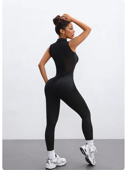 Back-Hollowed-Out Mesh One-Piece Yoga Dress Feminine Hip-Lifting Exercise One-Piece Long Pants Fitness Fashion clothing