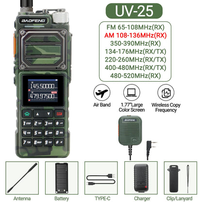 Baofeng UV-25 Air Band Walkie TalkieS Long Range UHF VHF  Wireless Copy Frequency  NOAA Type-C Charge AM Ham Two Way Radio UV-21