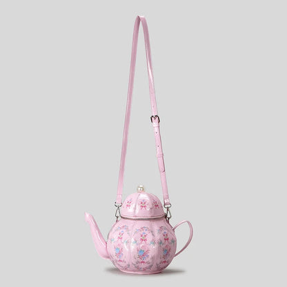 Creative Vintage Printed Teapot Design Women Handbags Pearls Chains Shoulder Bag Designer Luxury Crossbody Bag Small Buckets Bag