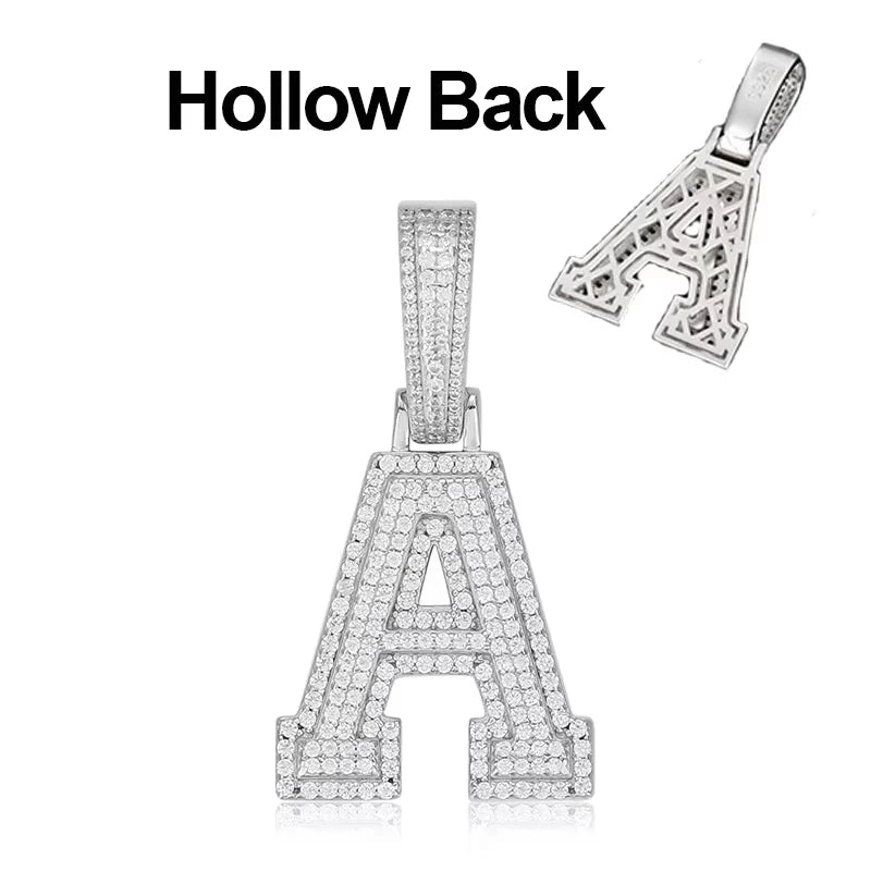 New Moissanite 26 A-Z Letter Pendant Jewelry Necklace Women  Iced Out Personalized Charms Rapper Super Star Hip Hop Punk S925