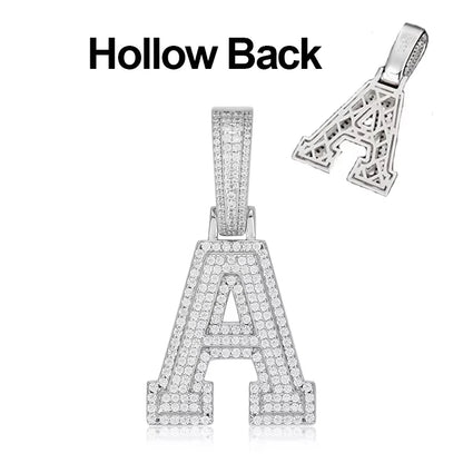 New Moissanite 26 A-Z Letter Pendant Jewelry Necklace Women  Iced Out Personalized Charms Rapper Super Star Hip Hop Punk S925