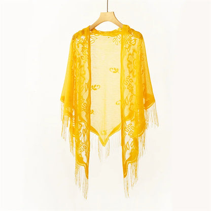 New Embroidery Lace Scarf Shawl Floral Triangular Veil Shawl For Women Party Scarf Wedding Poncho Stoles Ladies Headband Wraps