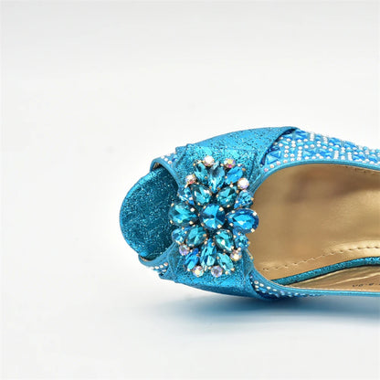New Design Women Shoes and Bags To Match Set Nigeria Party Italian Shoe and Bag Set for Party in Women Rhinestone Women Pumps