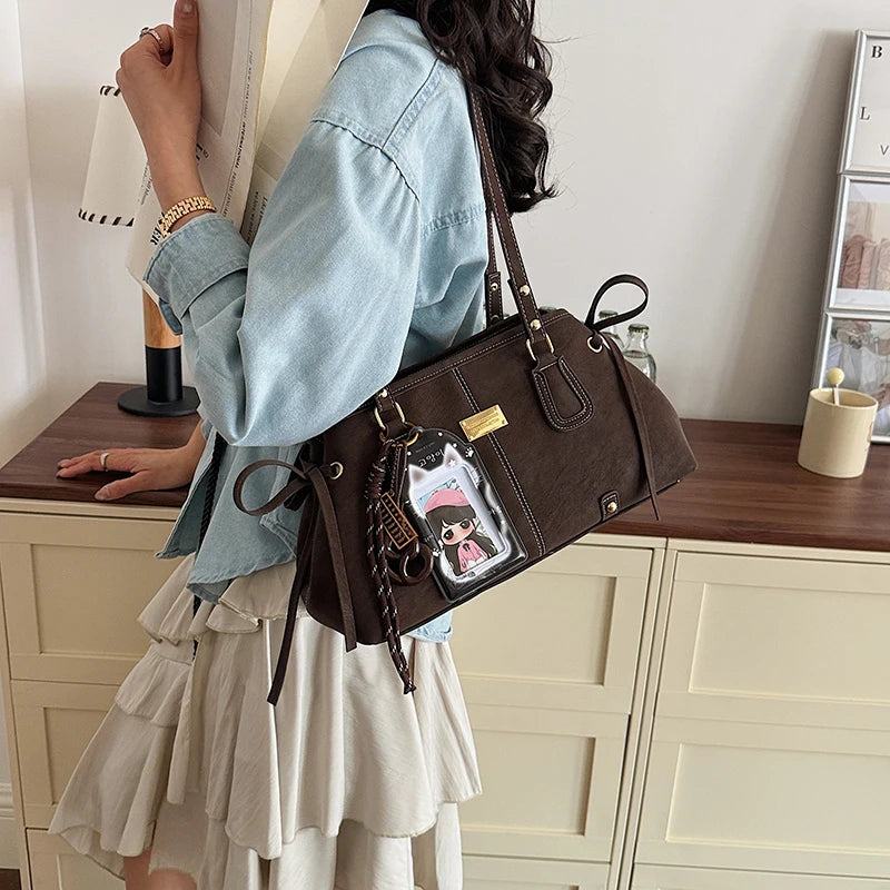 Vsper Y2K Shoulder Bags For Women Dual Straps Large Capacity Doctor Bag With Ornament 2026 Latest Trend Luxury Designer Handbags