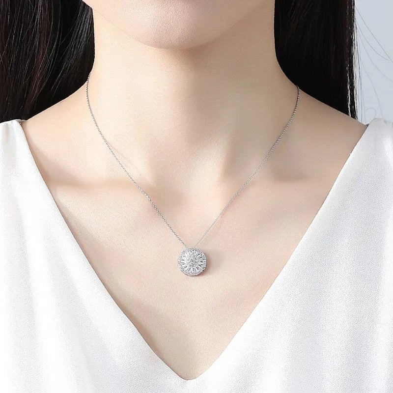 5mm Moissanite Diamond Necklace Round Light Luxury Pendant Chain for Women D Color VVS1 Exquisite Wedding Party Jewelry Gift