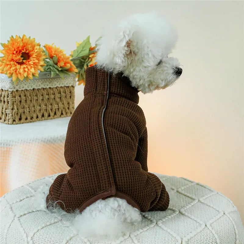 Solid Dog Clothes Winter Dog Jumpsuit Coat Thickened Wrapped Belly Clothing Puppy Overalls Tracksuit For Small Dogs Dachshund XS