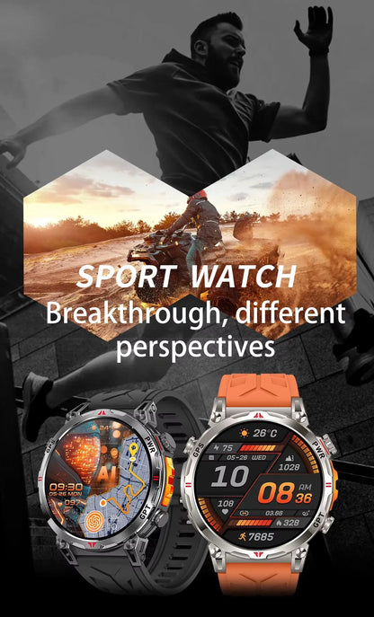 Men KC93 Smart Watch 1.56inch AMOLED GPS Positioning Outdoors Sports Fitness Tracker Bluetooth Calling Large Battery Smartwatch