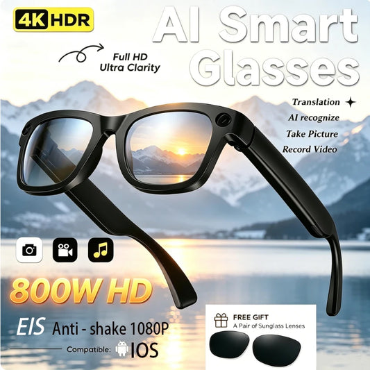 Smart Glasses with EIS Anti-shake 1080P Shooting Real-time Translation of Conversations Photos Long-lasting Music Smart Glasses