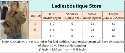 Long Sleeve Plaid Cropped Trench Coat Women Lapel Double Breasted Belted Waist Loose Checkered Short Jacket Lady Autumn Coats