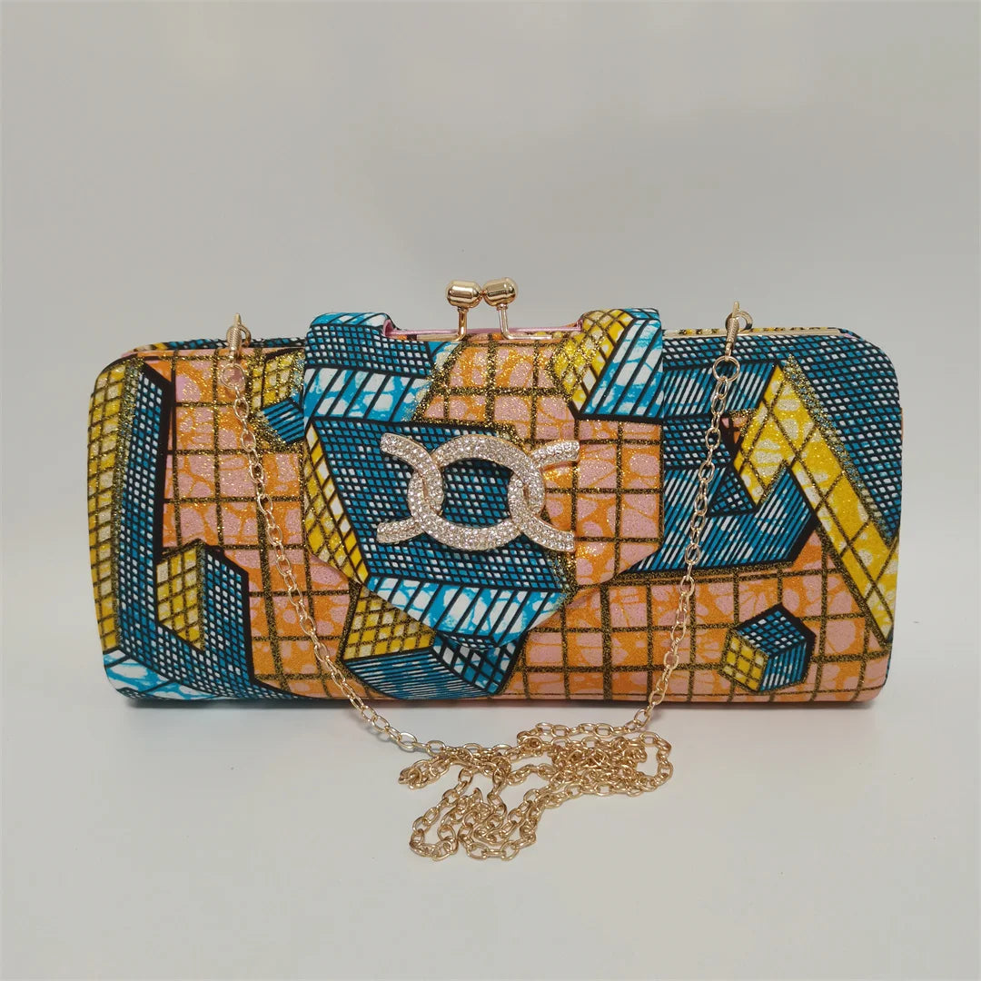 Fashion African Women Wedding Party Wax Shoes and Bag to Match Nigeria Ankara Style Print Shoes Bag Set F1110-1