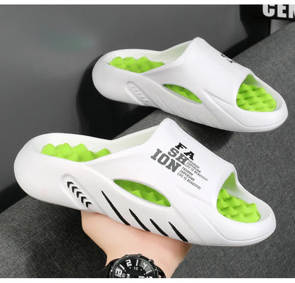 Men's Massage Slides Ultra Soft Cloud Slippers Thick Sole Non-slip Indoor Outdoor Sandals Casual Beach Flip Flops Big Size 48 49
