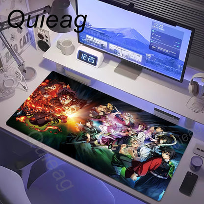 Anime Large Mouse Pad Demon Slayer Nezuko Cute Mousepads Kawaii Table Mats Office Accessories Deskmat Rubbe Lockedge Mouse Mat
