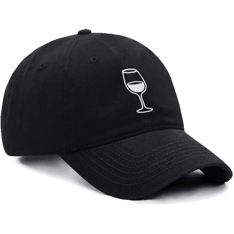 Wine Glass Embroidery Baseball Cap For Men Women Soft Cotton Adjustable Dad Hat Unisex Casual Sport Visor Golf Caps