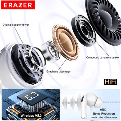 Choice ERAZER Airs Pro Wireless Bluetooth Earphones Touch Screen Headphones HiFi Earbuds ANC Noise Reduction Headsets HD Call