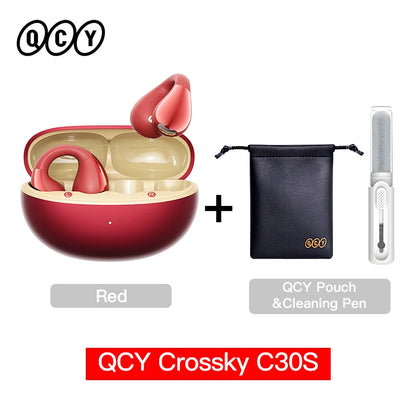 QCY Crossky C30S Open Ear Wireless Earphones Hi-Res with LDAC Ear Clip Earbuds Bluetooth 6.0 Clip On OWS Sports Headphones 40Hrs