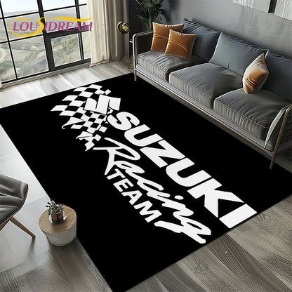 2025 Racing Car S-SUZUKI Logo Motorcycle Carpet Rug for Bedroom Living Room Home Sofa Decoration,kids Play Decor Floor Mat Gift