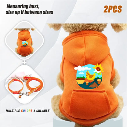 2pcs Winter Dog Hoodies Sweatshirt Jacket Warm Fashion Pet Coat Chihuahuas Bulldog Costume Puppy Pet Autumn