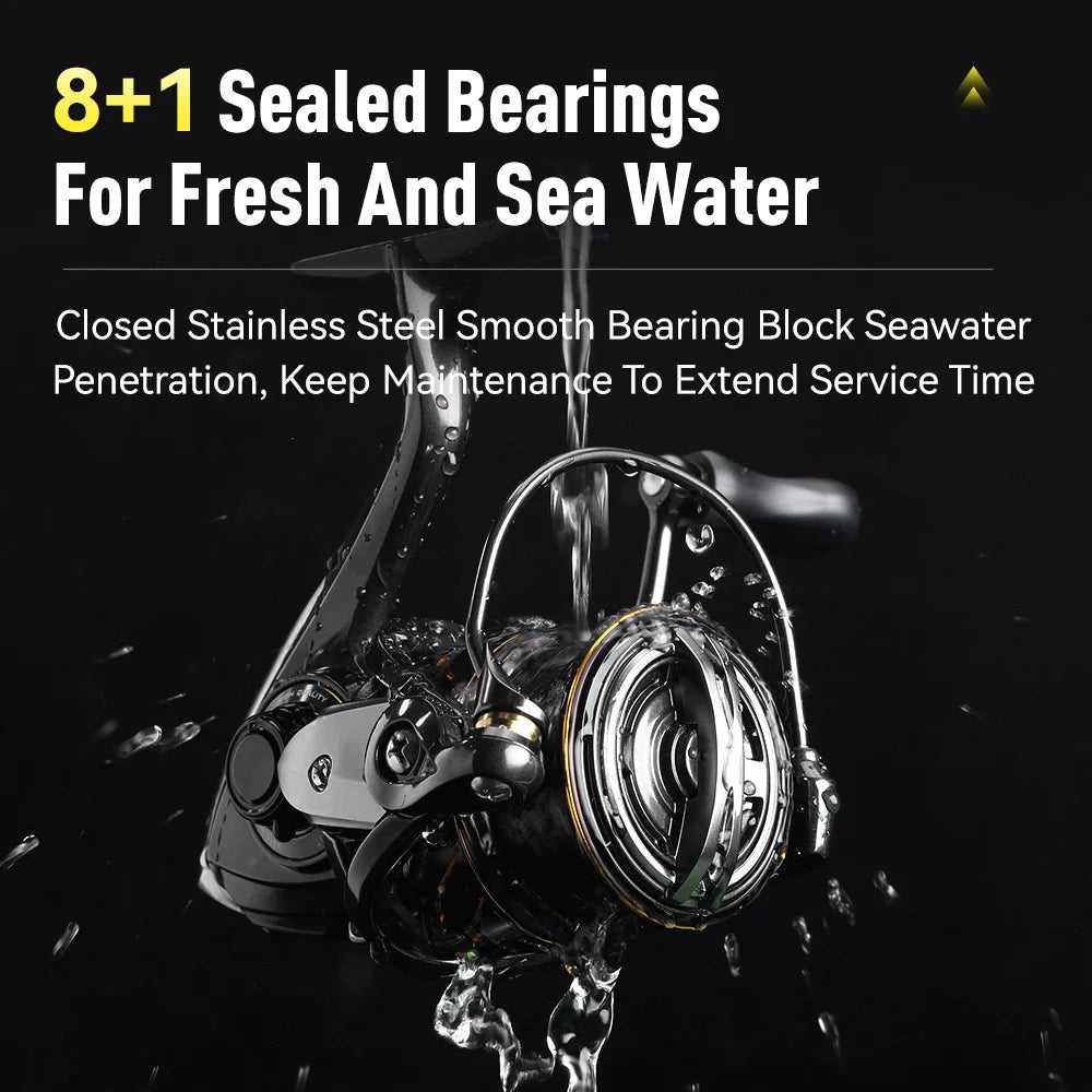 Kingdom Micro Fly Pro Fishing Spinning Reel Ultra Light 8+1 Sealed Bearings 160g 8KG Max Drag 5.2:1 Gear Ratio Fishing Reel