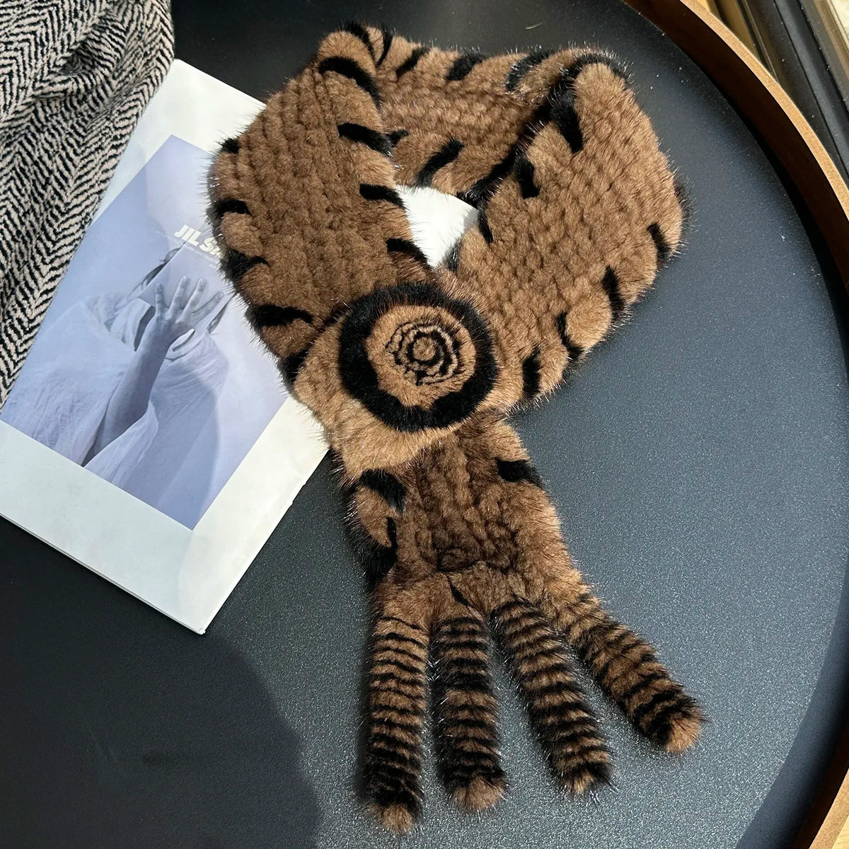Real Mink Fur Warm Scarf For Women Cross Double-sided Style Knitted Design New Fashion Elegant Mink Fur Accessories Scarves