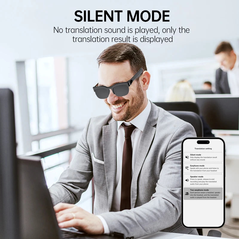 XG89 Smart Bluetooth Audio Sunglasses, Real-Time Translator Glasses with Anti-UV HD Lenses for Travel Driving Outdoor