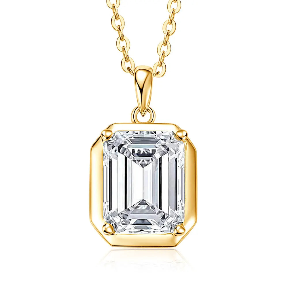 OXTAO Minimalist Moissanite Solitaire Pendant Necklace Emerald Cut D VVS1 for Women 14K Gold Filled Charm Necklace Jewelry Gift