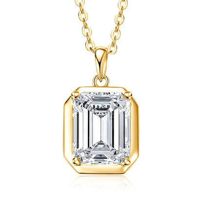 OXTAO Minimalist Moissanite Solitaire Pendant Necklace Emerald Cut D VVS1 for Women 14K Gold Filled Charm Necklace Jewelry Gift
