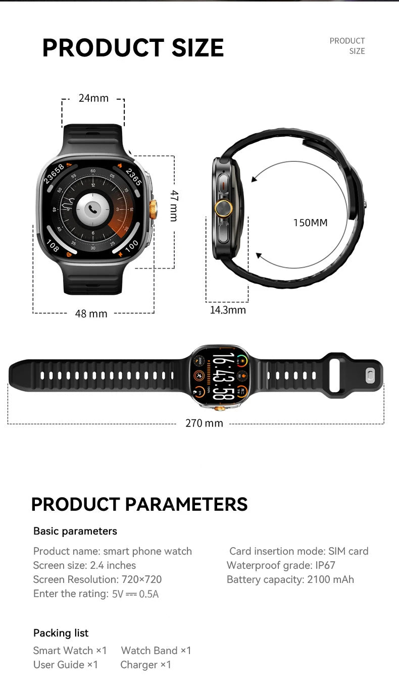 New 5G GPS Smartwatch 2026 2.16" AMOLED Camera WiFi NFC 32GB ROM 2100mAh Can Use SIM Card Clock Video Call Smart Watch Men Women