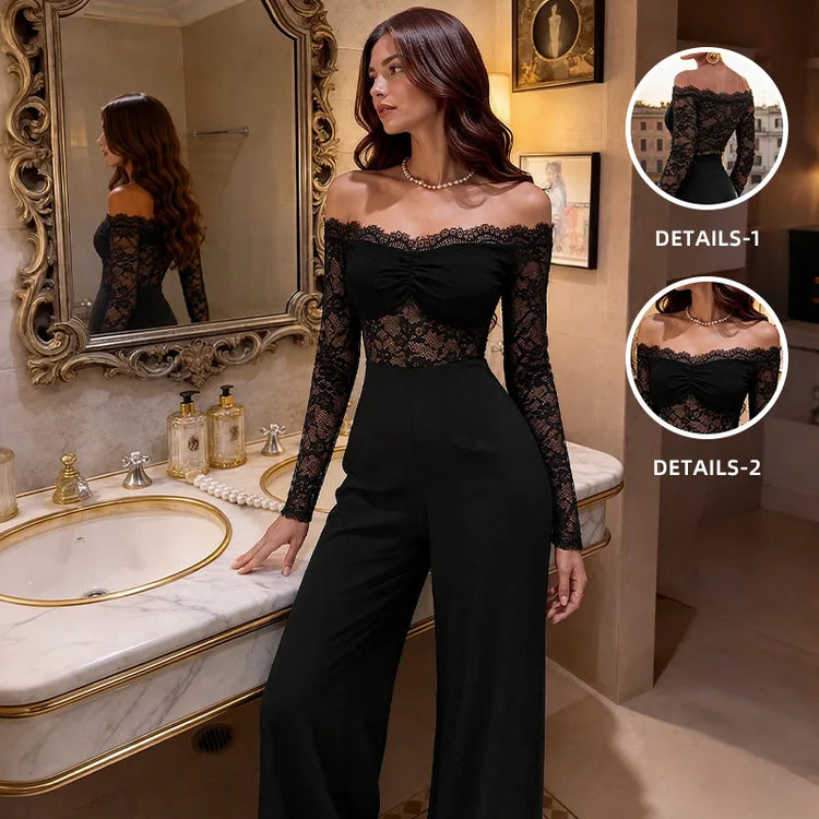 Sexy Elegant Women'S Lace Jumpsuit Sophisticated Design For Evening Events Date Nights Clubwear Soft Stretchy Material Flatterin