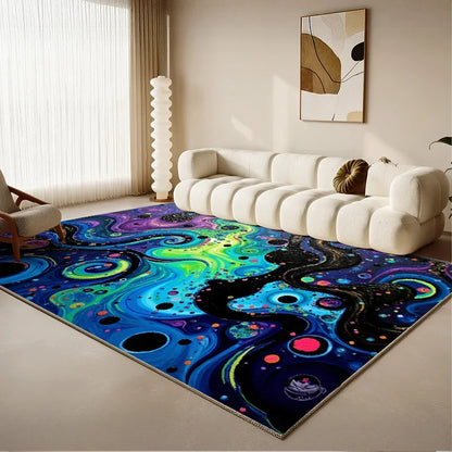 Color-Blocked Abstract Area Rug for Living Room Bedroom Modern Multi-Color Mat