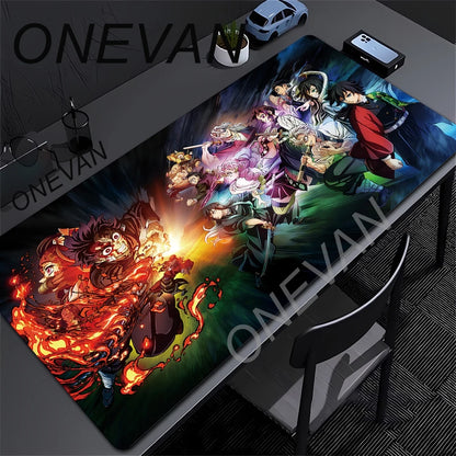 Large Mouse Pad Demon Slayer Nezuko Cute Anime Mousepads Kawaii Table Mats Office Accessories Deskmat Rubbe Lockedge Mouse Mat
