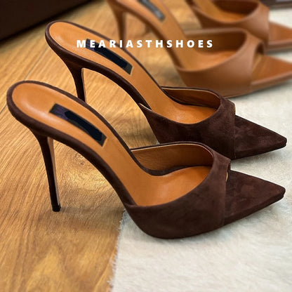 Super-high Heel Slippers Women Shoes Summer Peep Toe Mixed Colors Stiletto Sandals Sexy Party Ladies Shoes Luxury Woman Pumps