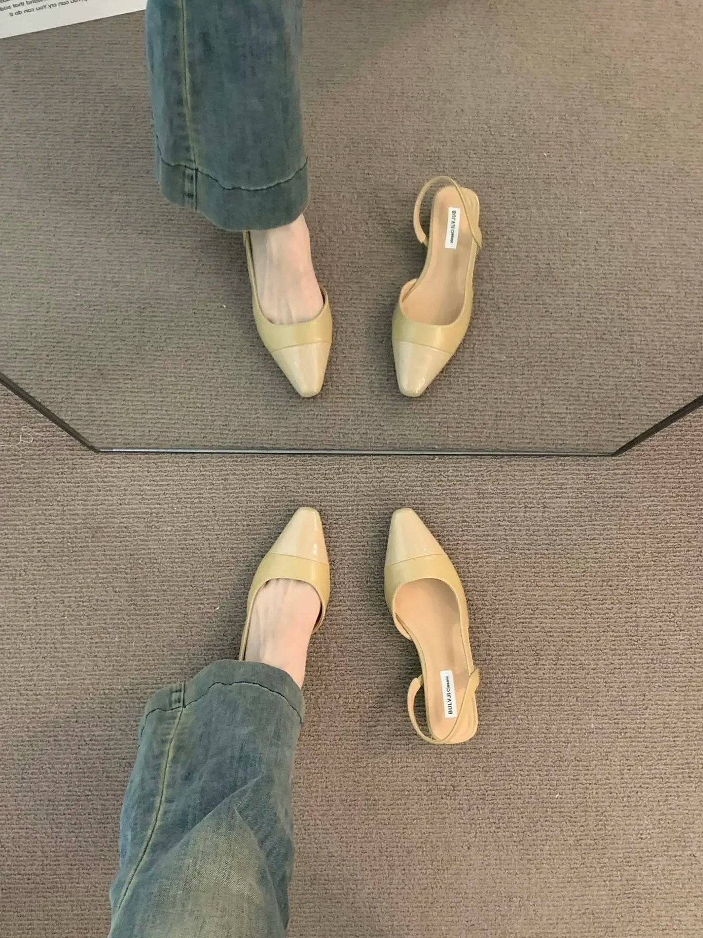 Brand luxury designer fashion PU leather design ladies summer new style pointed toe low heel women sandals non-slip flat shoes