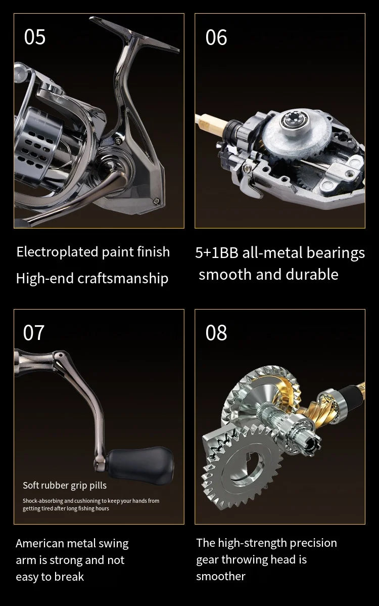 2026 New Spinning Fishing Reel All Metal 5.2:1 Speed ratio Max Drag 15KG Left/Right Interchangeable Suitable Any Body of Water