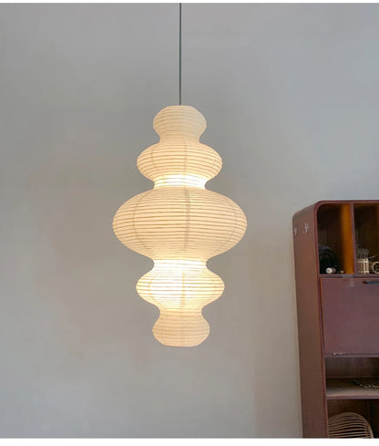 Nordic Wabi Sabi Wind Rice Paper Led Pendant Lights Living Room Bedroom Corner Chandelier Duplex Loft Home Decor Bedside Lamp