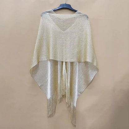Summer Sun Protection Scarf Gold Silver Tassels Wedding Scarf Elegant Temperament Dresses Shawls for Women
