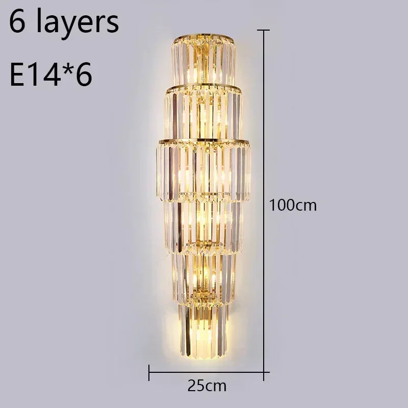 Luxury Hotel Lobby Large Big Crystal Wall Lamp for Club Hall Villa Living Room Bedroom Office Banquet Indoor Lighting Fixtures