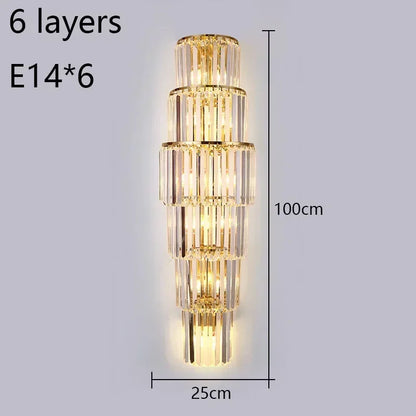 Luxury Hotel Lobby Large Big Crystal Wall Lamp for Club Hall Villa Living Room Bedroom Office Banquet Indoor Lighting Fixtures