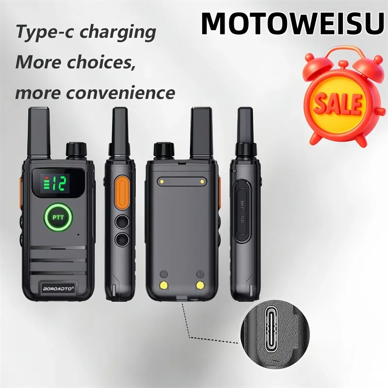 2026 New 2 Pcs Mini PMR446 Walkie Talkies 16CH Portable Two-Way Radio with LCD Display PTT Handheld Radio for Hunting Cafe Hotel