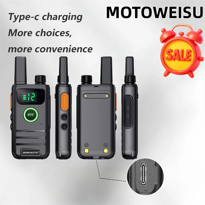 2026 New 2 Pcs Mini PMR446 Walkie Talkies 16CH Portable Two-Way Radio with LCD Display PTT Handheld Radio for Hunting Cafe Hotel