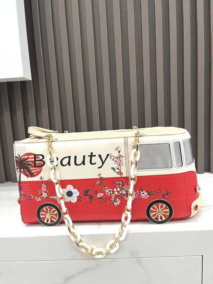 Luxury Designer Purses and Handbags Funny Bus Shape Bag Pu Leather Woman's Bag Purse High Quality Party Wedding Bag