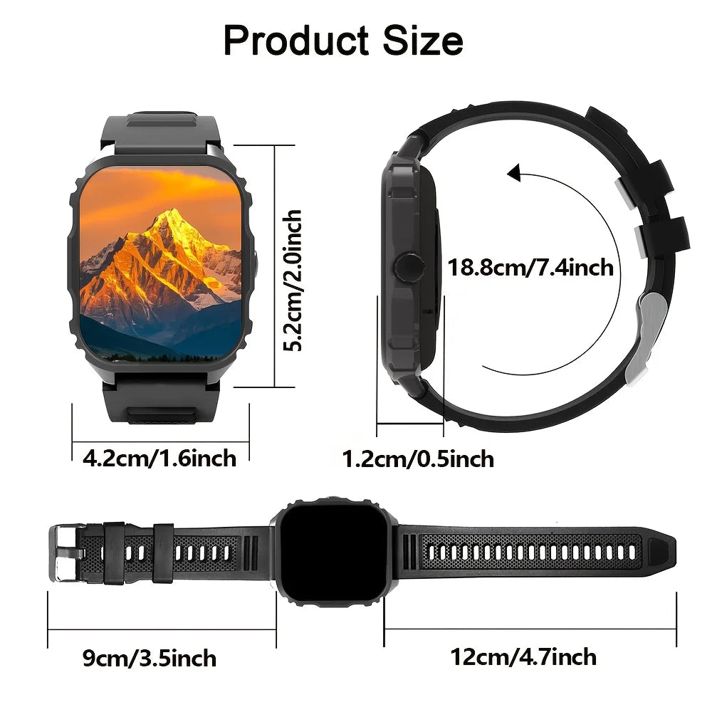 Smart Watch，1.84-Inch Large Square Screen, with Multi-Sports Mode/Call Reminder/Music/Photography And Other Super Functions