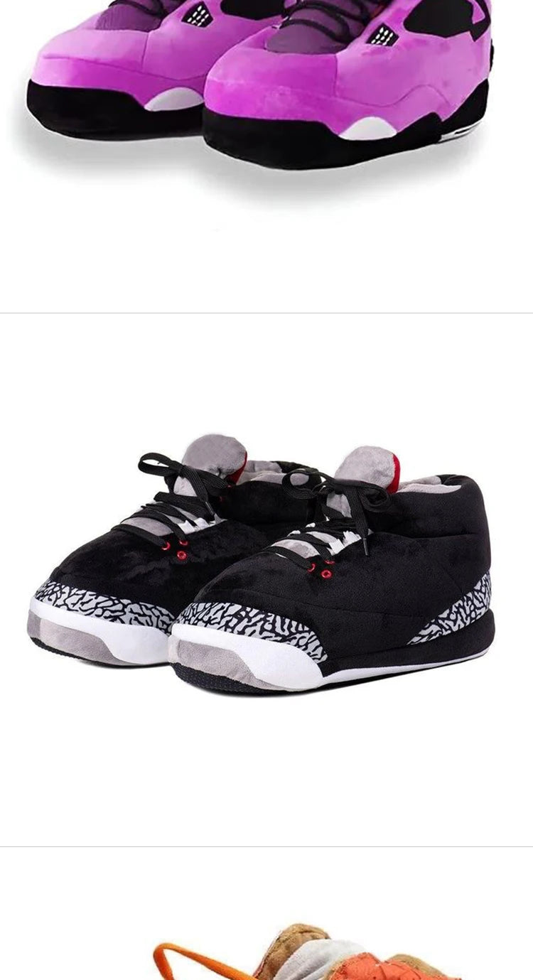 Winter fluffy home slippers Popular on Instagram Soft Non-slip thick sole living room shoes funny High-top warm shoes，men women