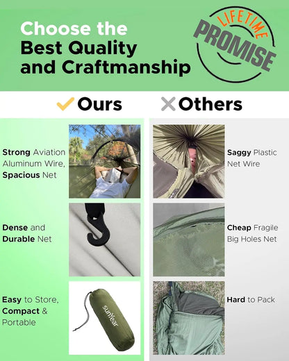 Camping Hammock with Spacious Net, Single/Double, Outdoor & Indoor Use