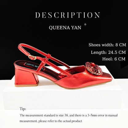 Queena Yan 2026 Nigerian Heel Party for Women Purple Color Shoes and Bag Set Rhinestone Handbag Italian Design Wedding