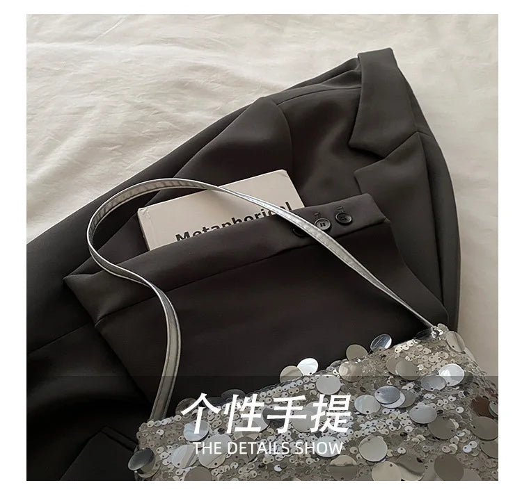 Sequin Evening Party Shoulder Bags for Women Lightweight Portable Ladies strap Crossbody Bag Solid Color fashion Female Handbag