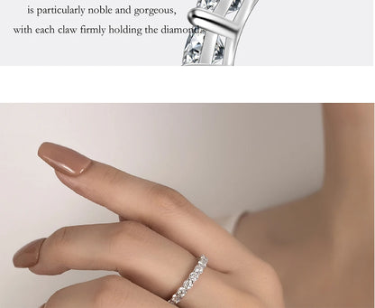 PERFANY 3mm Full Moissanite Ring for Women S925 Pure Silver Eternal Diamond Stackable Engagement Ring Fashion Luxury Jewelry