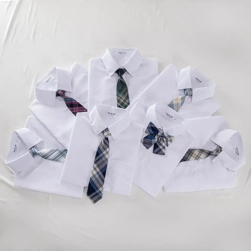 New Hot 2025 XS-3XL Women's Summer V Neck Long Sleeve Slim Casual White Shirt Tops Blouses For JK School Uniform Student Clothes