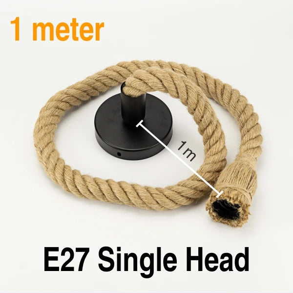 Hemp Rope Pendant Lights E27 Vintage Retro Hemp Rope Lamp Hanging Lamps Creative Loft Home Chandeliers LED Light Base AC85V-265V